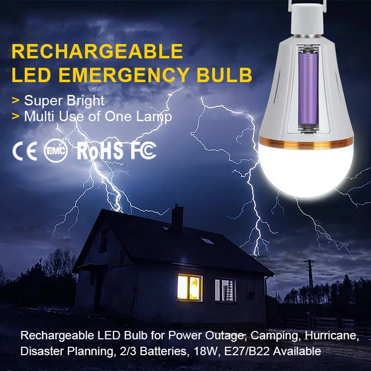 Cheap Wholesale Smart Home Waterproof Smd Energy Saving Emergency Light Rechargeable E27 Led Bulb