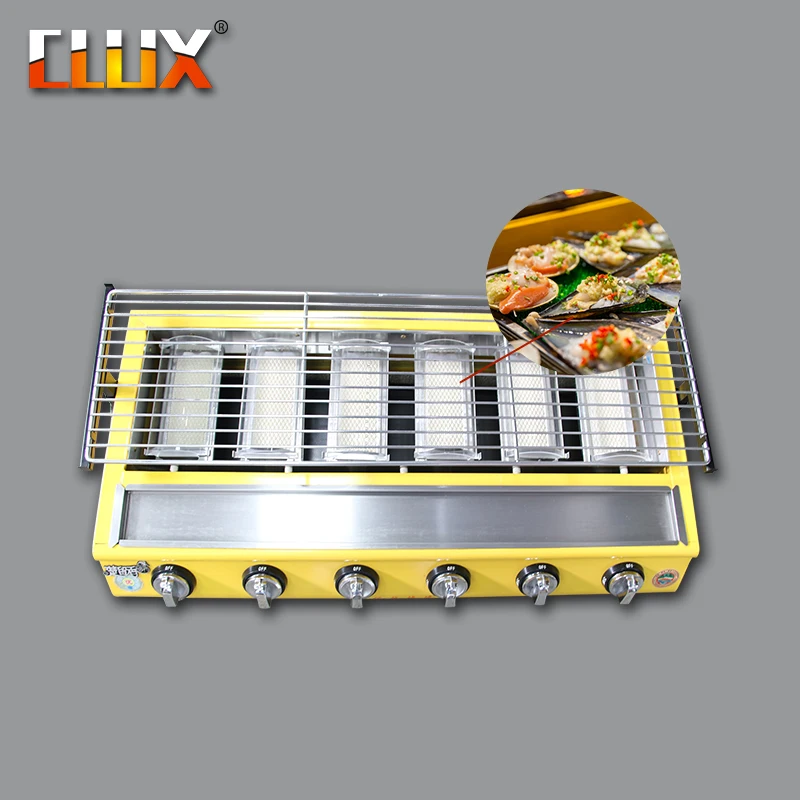 Kitchen portable camping gas 6 burner Infrared table top gaz BBQ Grill