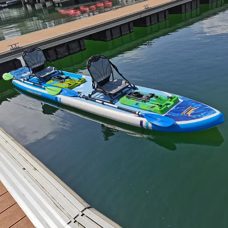 LULUSKY Fishing Pedal Inflatable Boat Inflatable Kayak Inflatable Fishing Kayak 2 Person