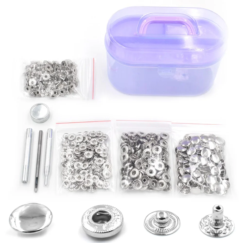 100 sets/BOX Metal Jacket buttons Snaps Tool Fastener Button Rivet Snap Clothing & Accessories Sewing repair snaps