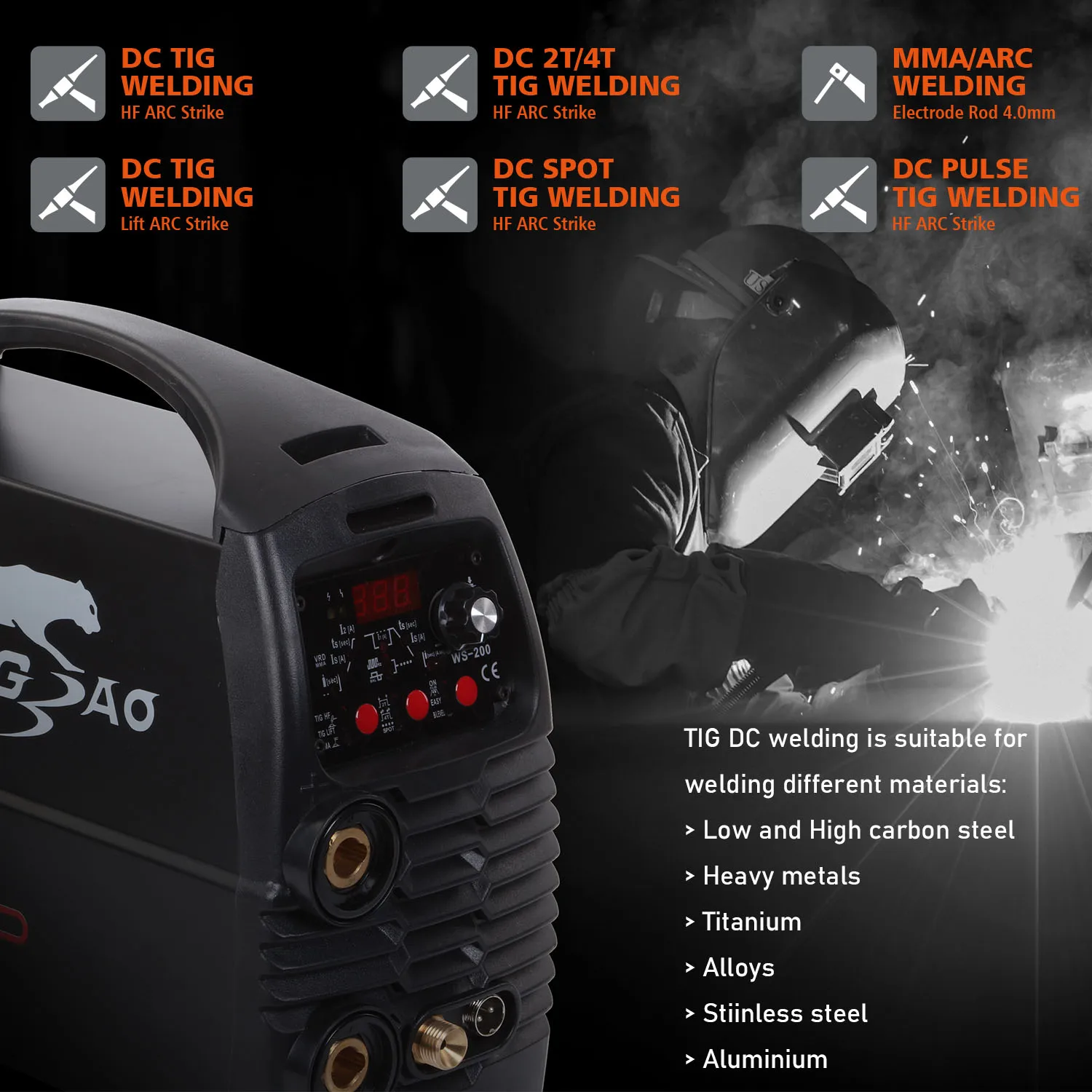 tig welding machine inverter 220V dc tig welder wsm 200 with Pulse powerful welding machine