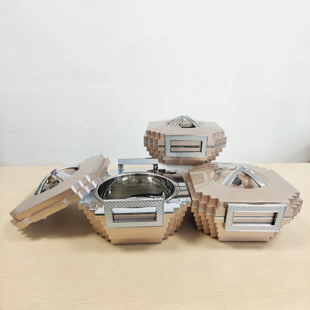 Luxury Portable Insulated Hot Pot Casserole Stainless Steel Food Serving Bowls ABS Food Warmer Containers
