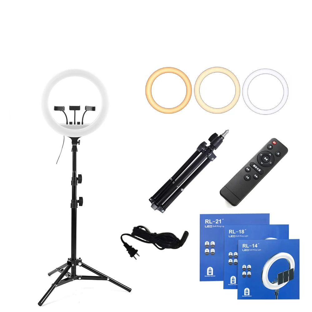 2021 Новое поступление 18 дюймов RL-18 Selfie Ring light RL18 и лампа для студийных съемок с кольцо заполняющий свет YouTube Live