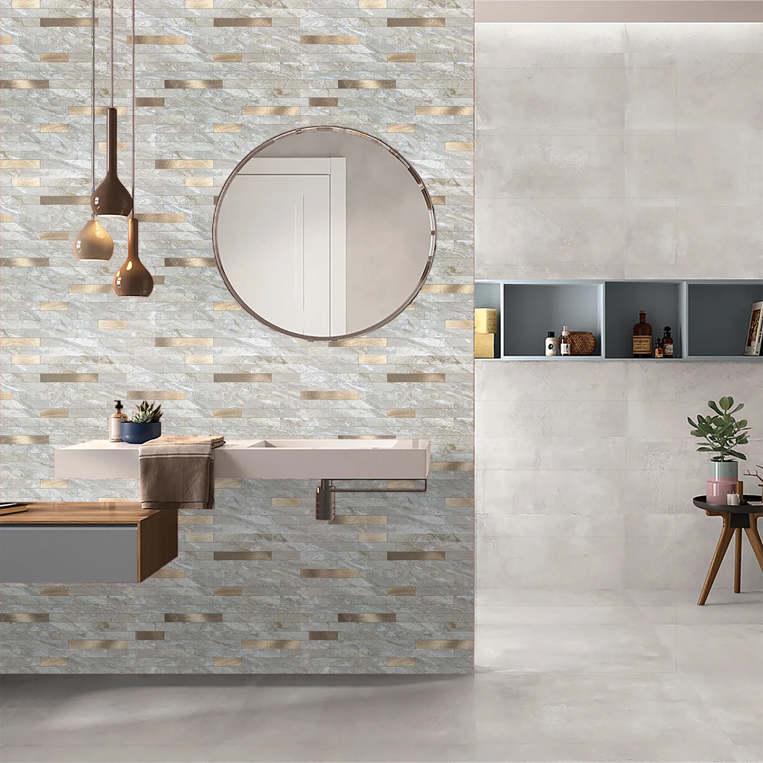 Modern Kitchen Peel and Stick Wall Mosaic Tiles Aluminum Plastic Composite Square Design