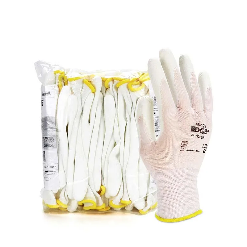 Wholesale Polyurethane Coating Safety Work Gloves Nylon PU coated  Nitrile Material for Assembly Work Protection