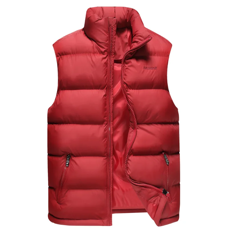 New Design Waterproof Puffy Stand Collar Waistcoat Black Basket Red Three Color Custom Logo Wholesale Vests Men