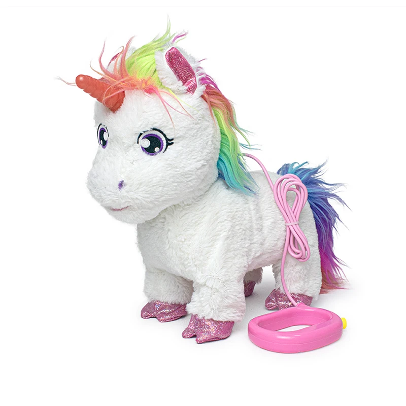 Factory Direct LED Flash Horn Unicorn Doll Stuffed Rainbow Horse Toy Walking Singing Electric Plush Toys Unicorn
