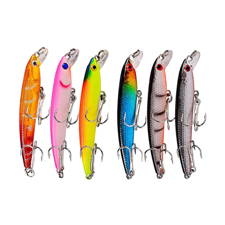 Wavefun Wholesale Fishing Tackle Lure 3D Eyes 11cm 15g Hard Bait Minnow Fishing Lures With 2 Fishing Hooks