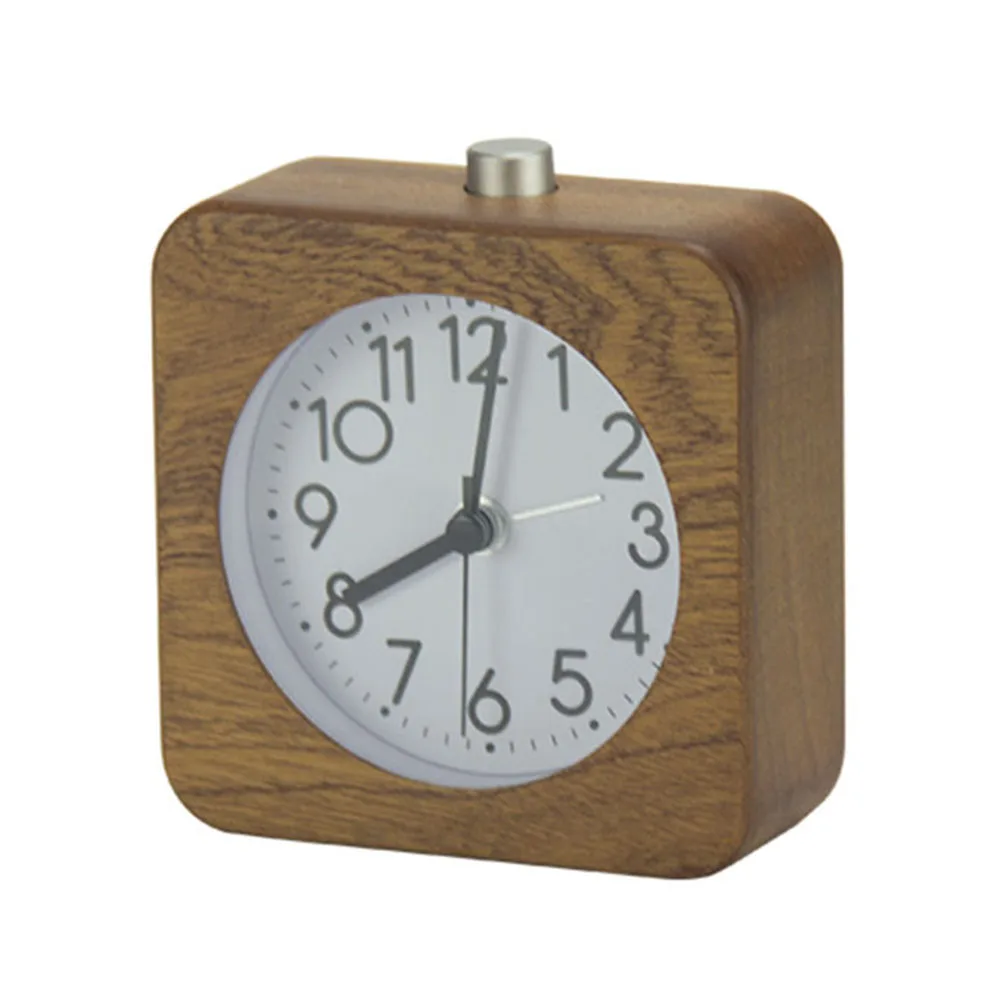 Часы наручные кварцевые аналоговые бесшумные с механизмом подметания настольные часы функцией ночного освещения прикроватный декоративный будильник из натурального дерева