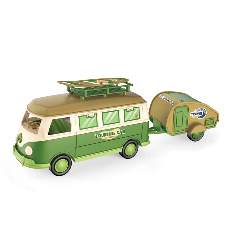 Camping car customized door opening battery operated mini bus toy model with sound light toy