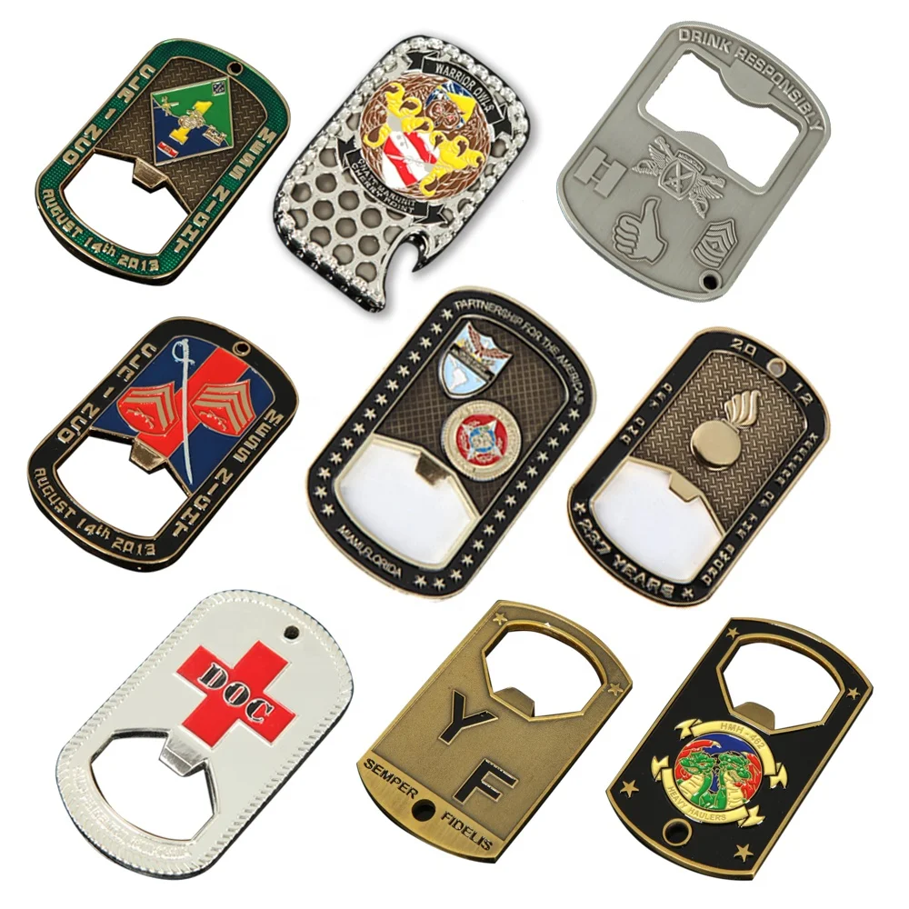 metal blank  challenge coin custom dog tag bottle opener