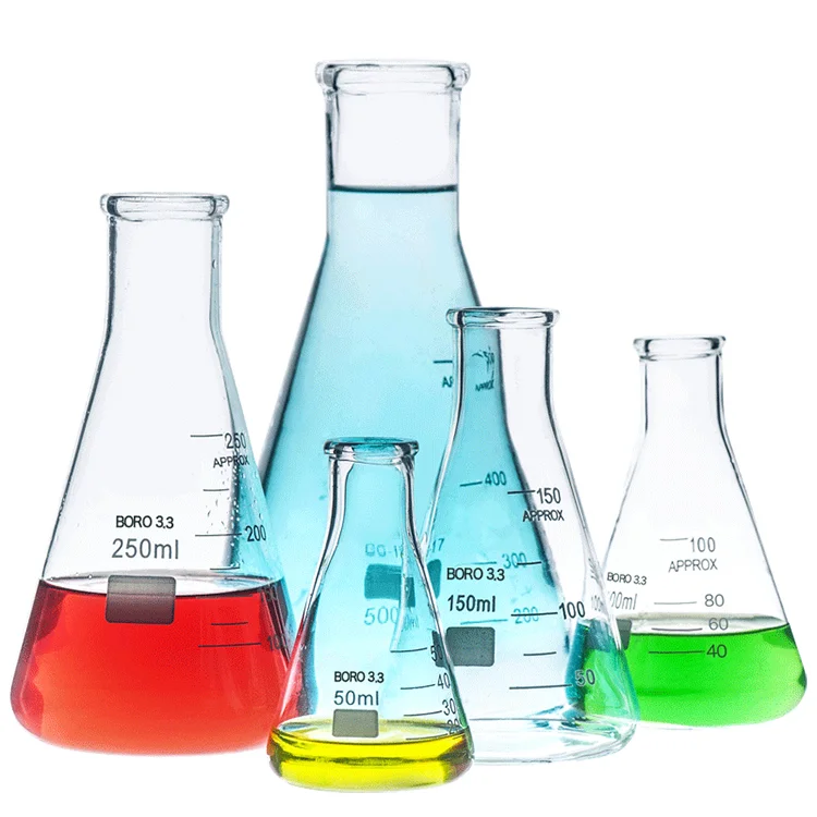 Заводская поставка боросиликатные 3 стеклянные объемные колбы Erlenmeyer колба для кипячения с узким горлом 250