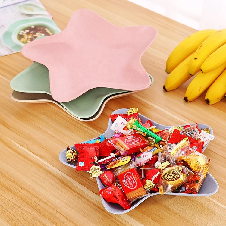 Customizable Fancy Eco Friendly Bio Degradable Wheat Straw Plastic Snack Plate