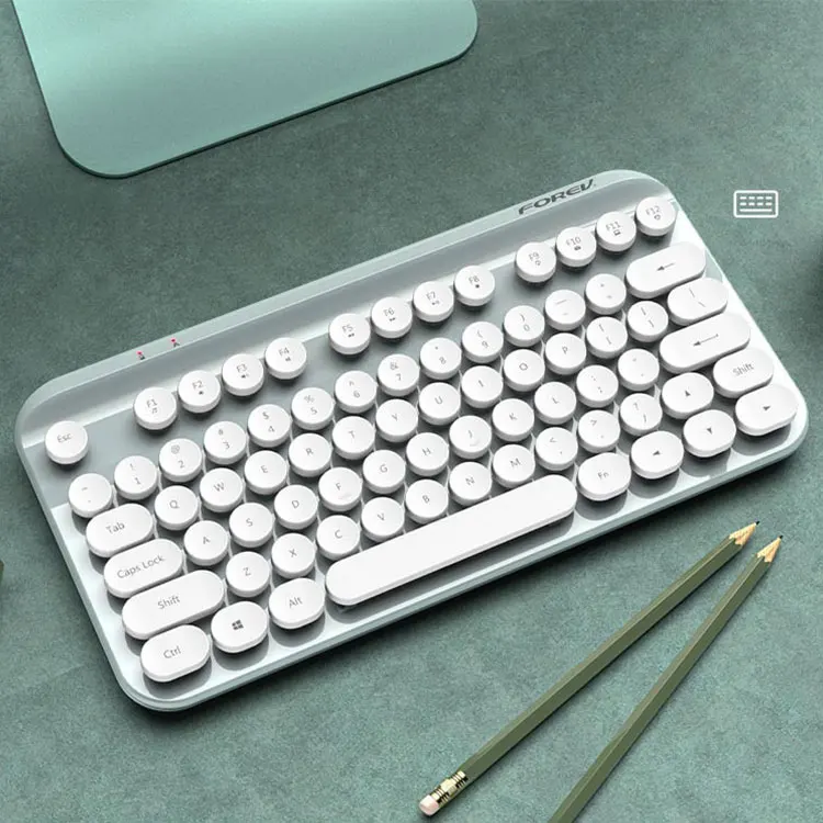 Portable 88 Keys Mini Keyboard Round Keycaps Portable 2.4g Wireless Keyboard For Office Laptop PC
