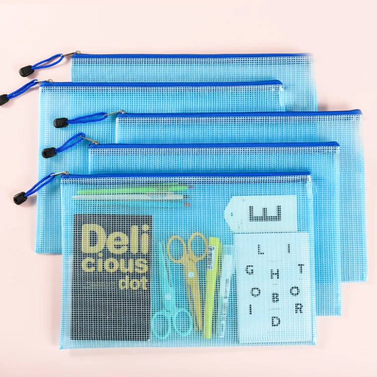 Waterproof PVC Plastic Zip File Folder with Mesh Window Document Zipper Bag