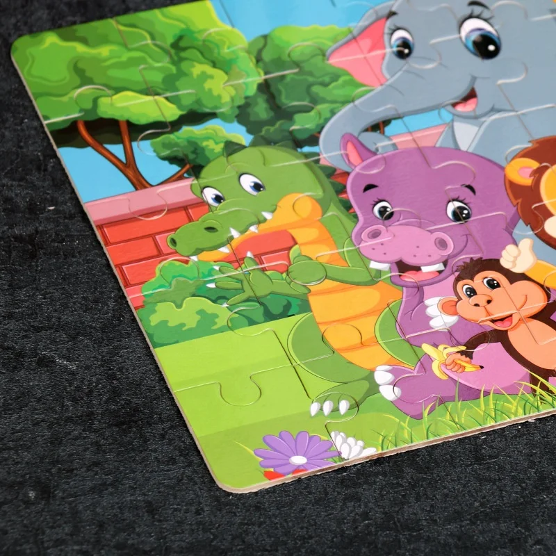 Latest 24 40 60 Pieces Montessori Toys Educational Cartoon Wooden Animal Jigsaw Puzzle Toys