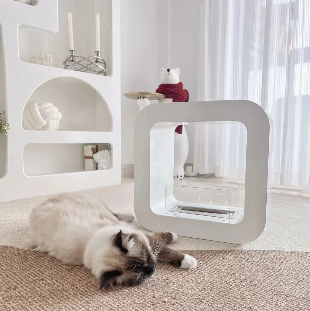 Stainless Steel Glass Bioethanol Fuel Ventless Bio Ethanol Black Tabletop Mini Fireplace