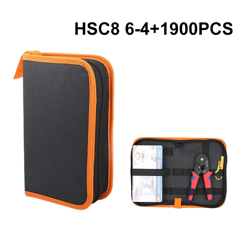 1900pcs HSC8 6-4A VE tubular copper crimp Insulated Tool Pliers electric wire cord end connectors Terminals kit Set bag