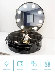 Multi Function Makeup Case With Led Light High-end Black Vanity Case For Traveling