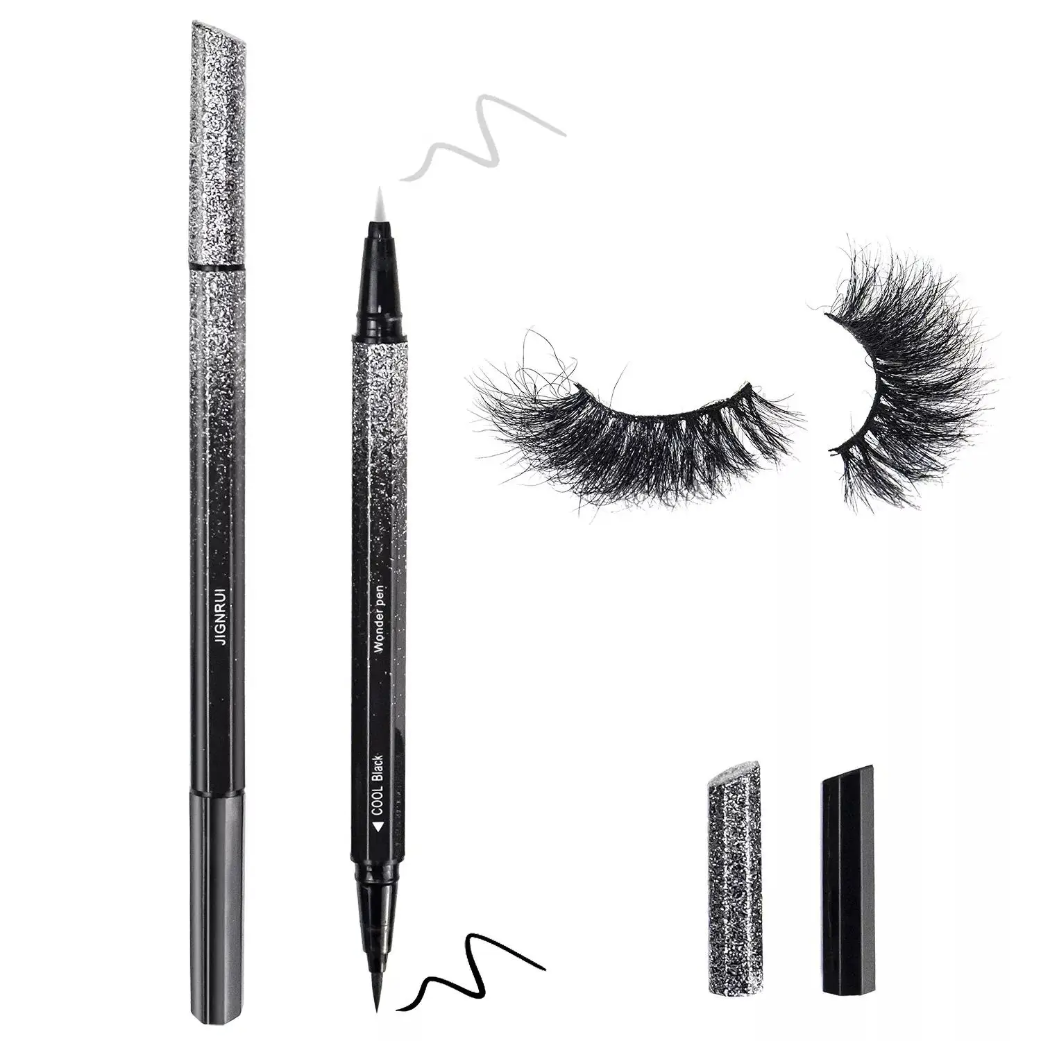Double-ended Glue-free False Eyelashes Magic Eyeliner 2 In 1 Black And Clear Self-adhesive Eyeliner