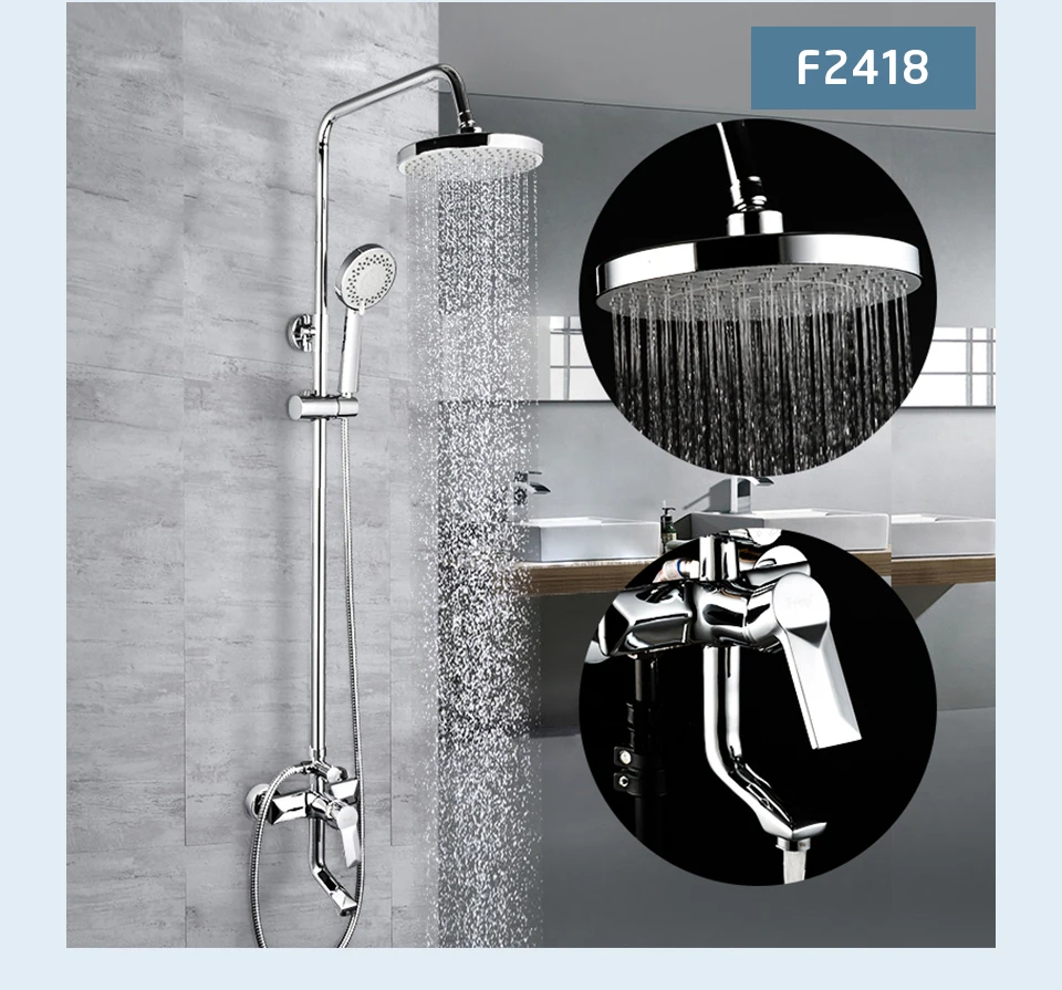 Chrome shower System With Rainfall bathtub Handheld Shower Head thermostatic Brass mixer shower Faucet set