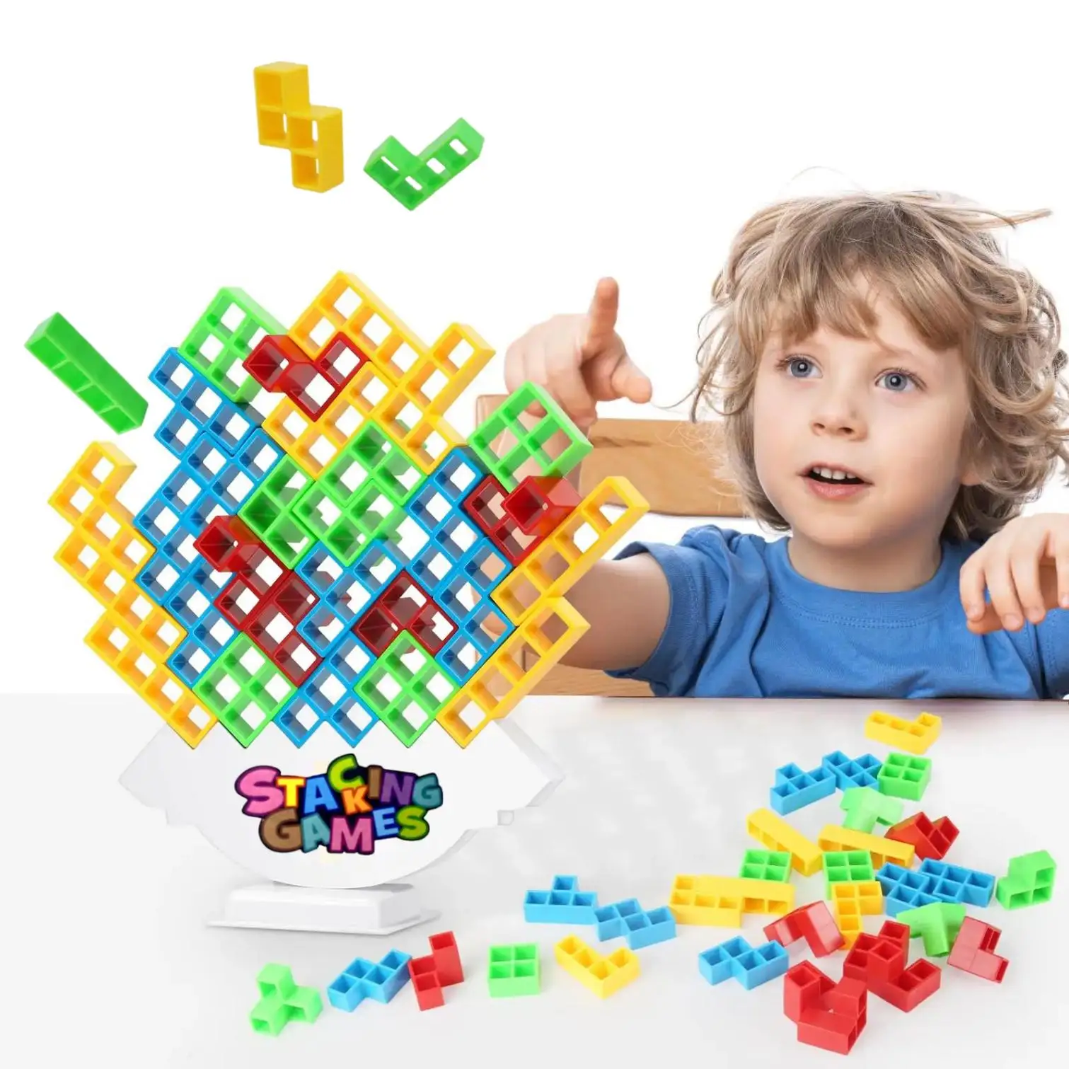 Mi Stack Attack Games tower Game 48 Blocks Building Balance Toy Tower 48 Family Pieces For Children And Adults Stacking Toys