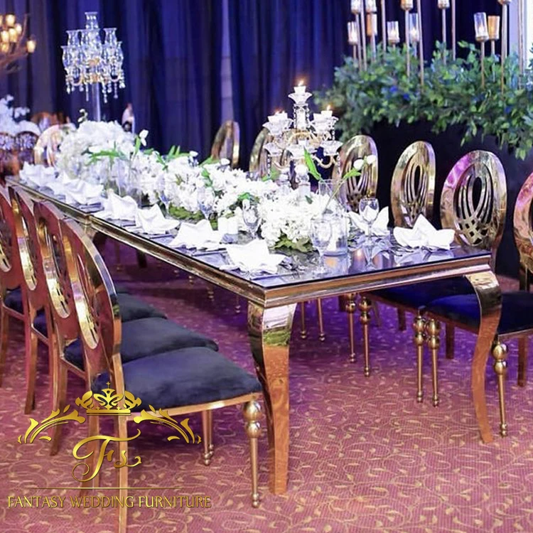 Элегантный длинный зеркальный стеклянный ужин, свадебное украшение, стол для зала