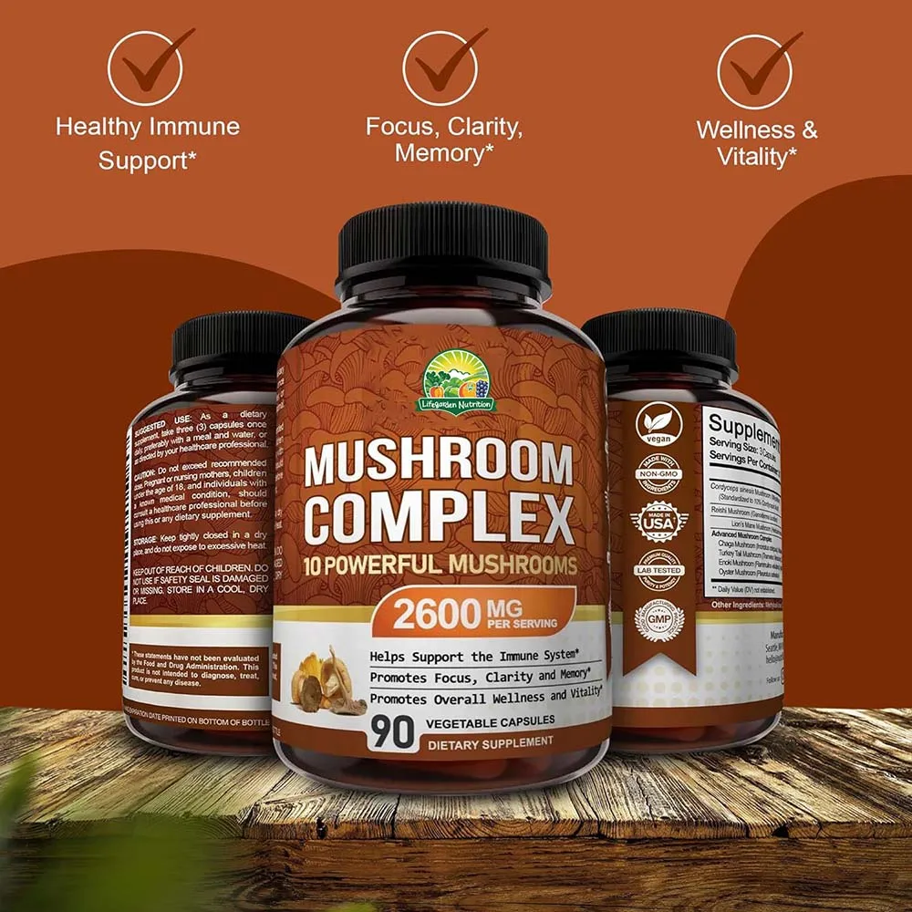 Private Label Immune Booster Memory Nootropic Brain Healthcare Supplement Cordyceps Militaris Extract Reishi Mushroom Capsules