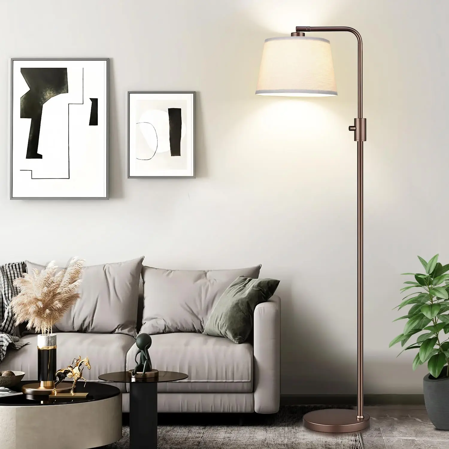 Adjustable Home Decor Dimmable Vintage Indoor Curved Standing Light Modern Metal Floor Lamps For Living Room Decor