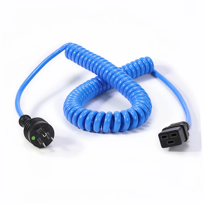 ETL NEMA 5-15P AC Plug IEC320 C13 C19 Medical Spiral Curly Spring Coiled Cable Hospital Grade Power Cord