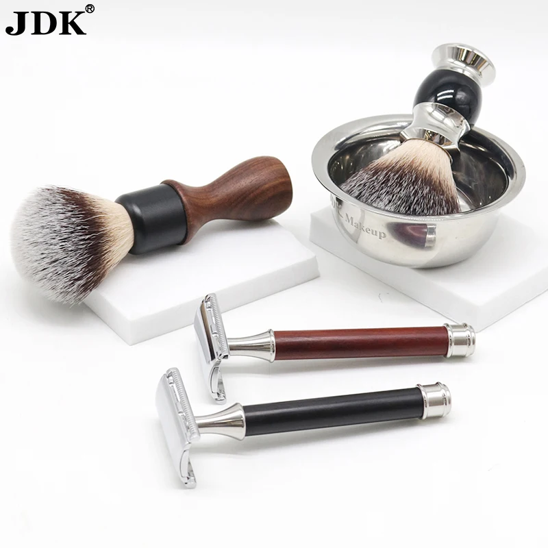 JDK New Black Red Wood Handle Luxury Safety Razor Brand New Best Double Edge Shaving Safety Razor For Face With Private Label