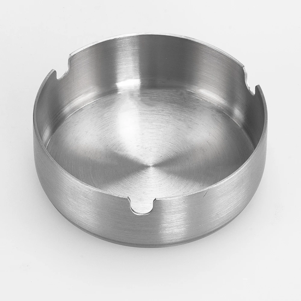 Round Stainless Steel D80 mm Cigarette Ashtray Portable Tabletop Silver Metal Ash Tray for Smoker Fly Ash Proof Home Decoration