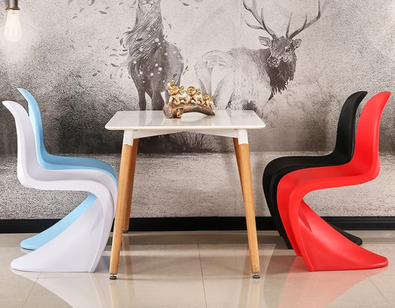 
Hot sale fashionable pp s shape stackable dining chair save space chair 