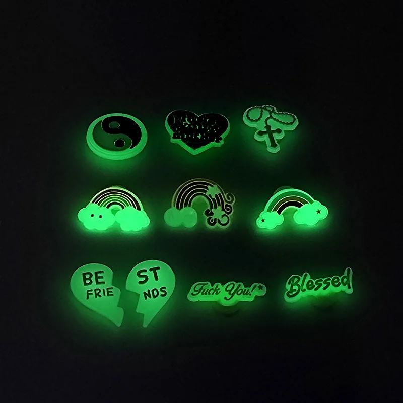 HYB Kuaji Footwear sport accessories Glow in the Dark PVC luminous charms creative schoolbag slippers National tide shoe charms