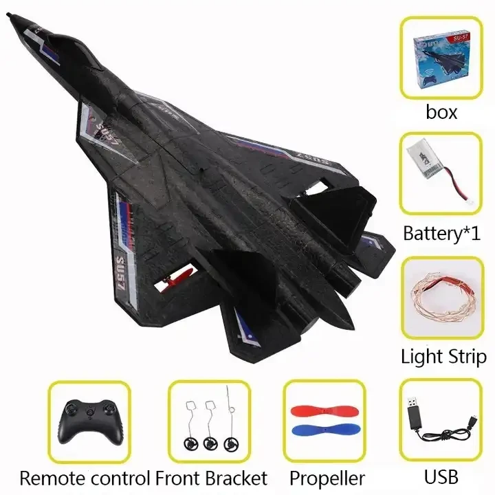 SU57 Model Warplane Flugzeug Radio controlled Airplane Unbreakable Hand Throwing Fixed Wing Foam Glider RC plane With Light