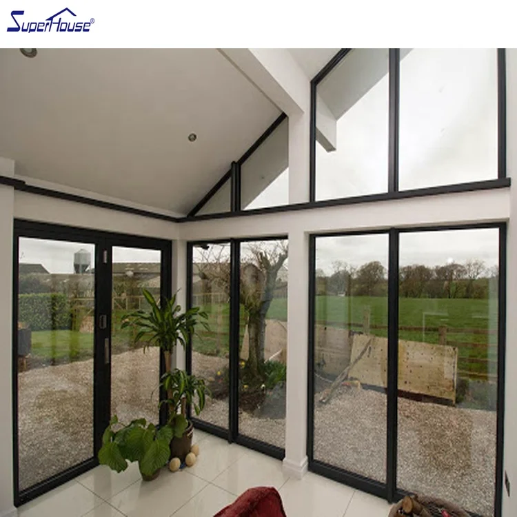 High-end Villa Use Floor Picture Window with Double Low-e Glass to Ceiling Large Luxury Superhouse USA Canada Aluminum Modern