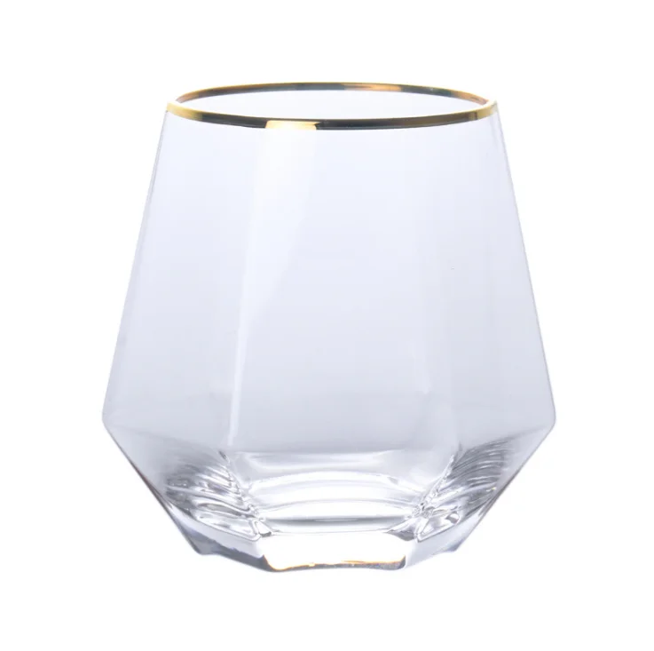 
Six prismatic gold whisky household water glass cocktail glass 