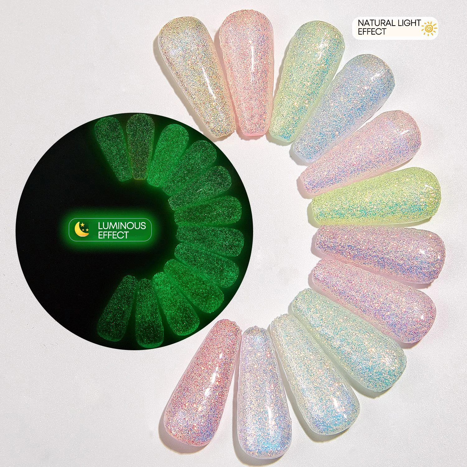 12 Colors Glowing Neon Disco Nail Art Polish Acrylic Mirror Powder Gel Polish that Enhances Nail Beauty