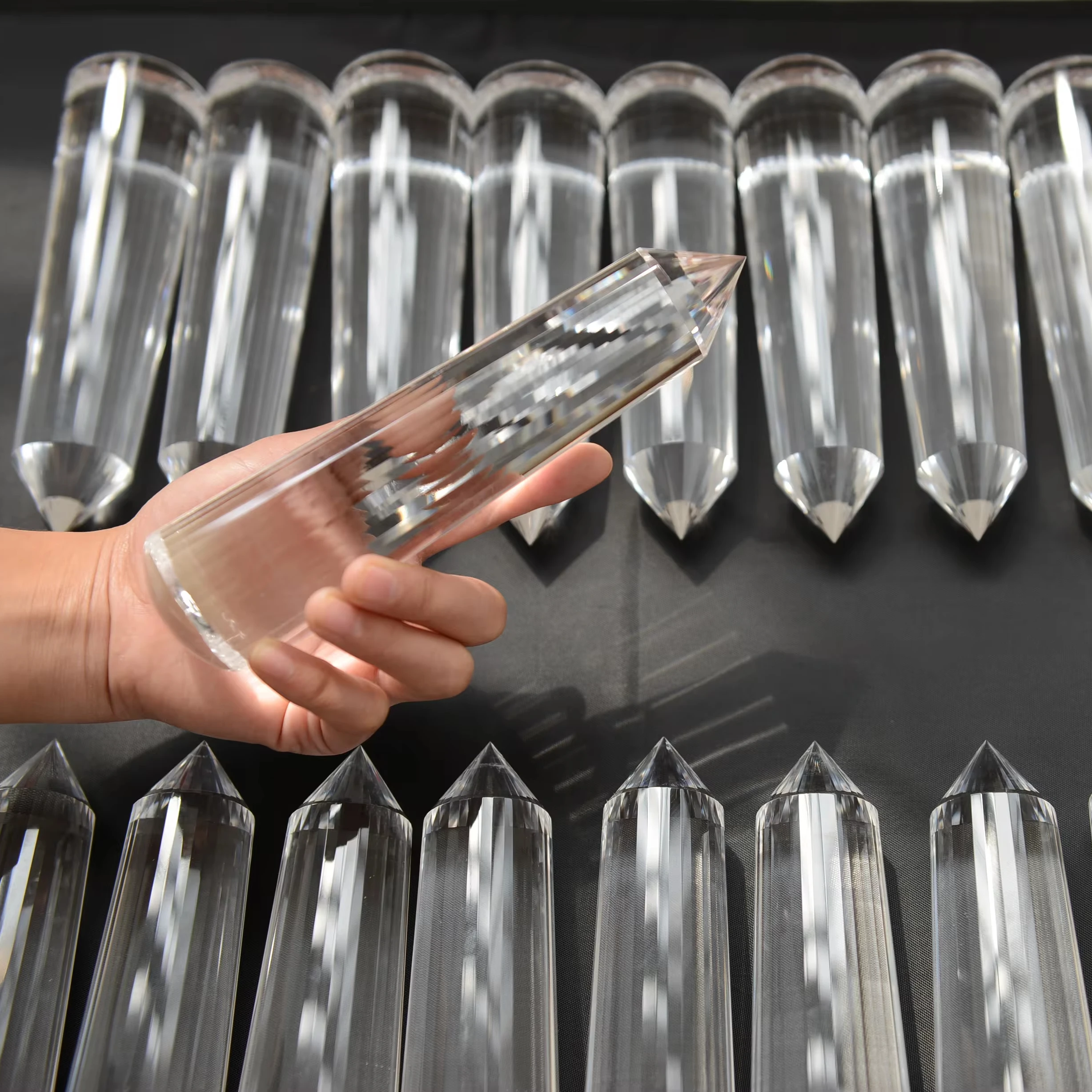 EUDEMON High Quality Natural Crystal Wands Clear Quartz 24 surface Double Points For Healing