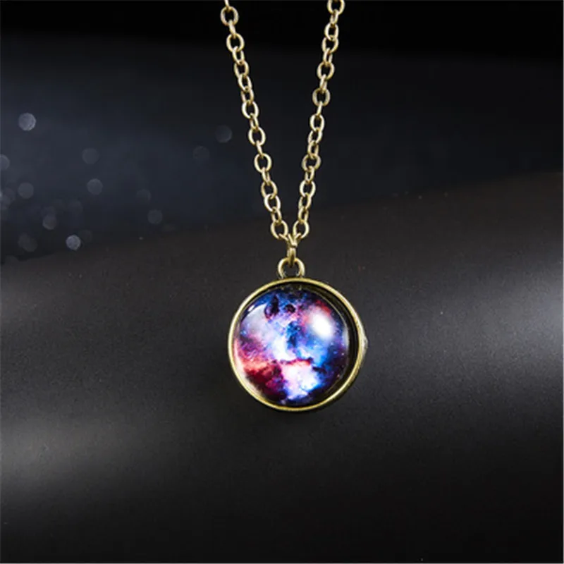 2019 New Nebula Galaxy Double Sided Pendant Necklace Universe Planet Jewelry Glass Art Picture Handmade Necklace R0776