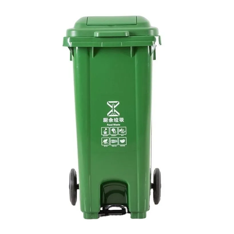New design outdoor Waste Bin commercial Plastic Mobile Garbage Container Trash Can with 2 Wheels