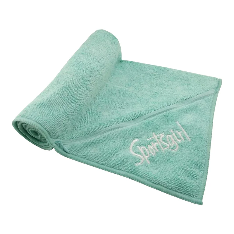 Китайская фабрика, спортивное полотенце из микрофибры с логотипом на заказ, полотенце для спортзала с карманом на молнии