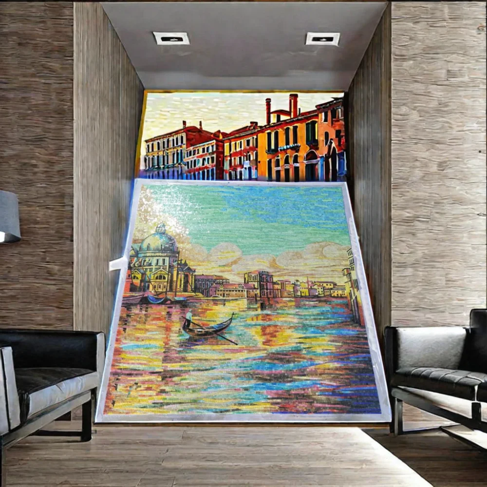 Handmade Glass Mosaic Tile Art Wall Mural Decor Unique Customizable Venetian Style Pattern Product Type Graphic Design Solution