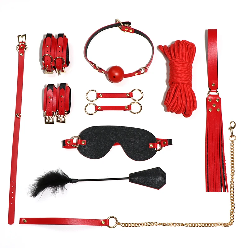 BDSM Bondage Good Quality Metal Leather Fetish Kit Restraints Slave Hot Sell China Sex Bondage Kit