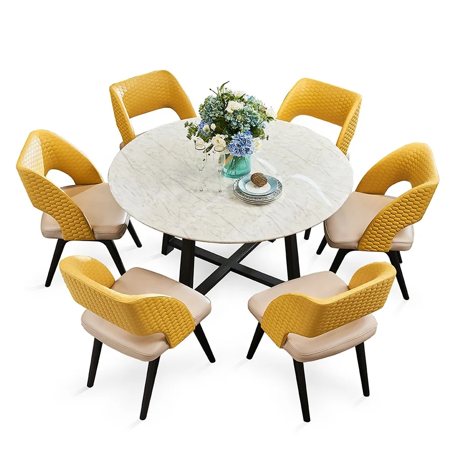  C016 nordic style italian dining table solid wood legs 4 chairs 6 restaurant
