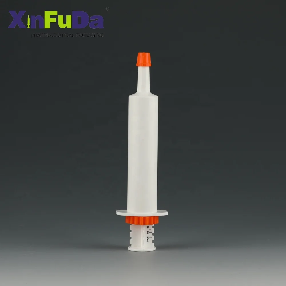 custom printing pharmaceutical packaging disposable plastic oral paste syringe 30ml injectors for animal from China supplier