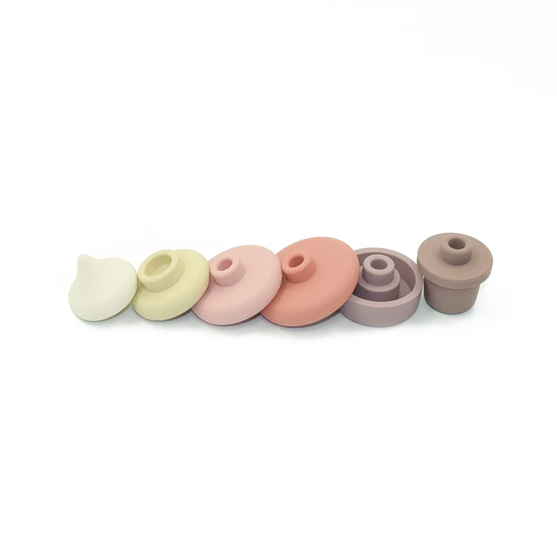 OEM Silicone Stacking Toy Rainbow Block Geography Silicone Stacker Baby Silicone Teething Toy Ice Cream Style Educational Toys