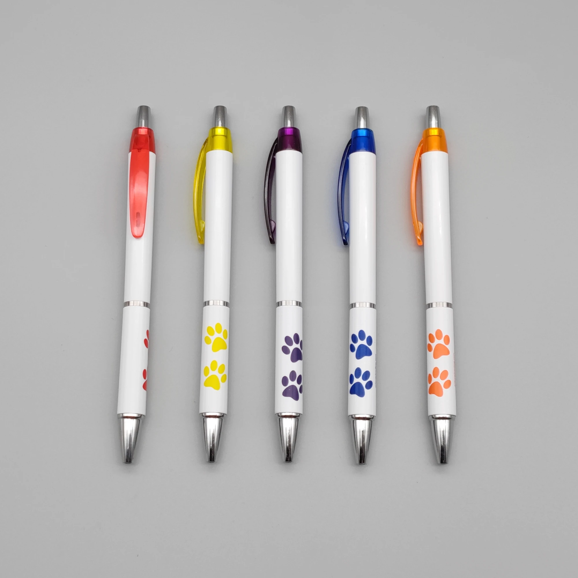 Modern white push ballpoint pen candy color push neutral pen student pen with cat claw printed