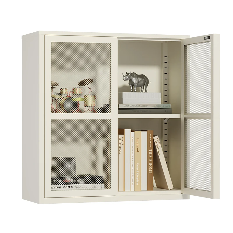 Wall-mounted bookcase modern luxury living room bookshelf cupboard home study 2 door metal cabinet for books and files