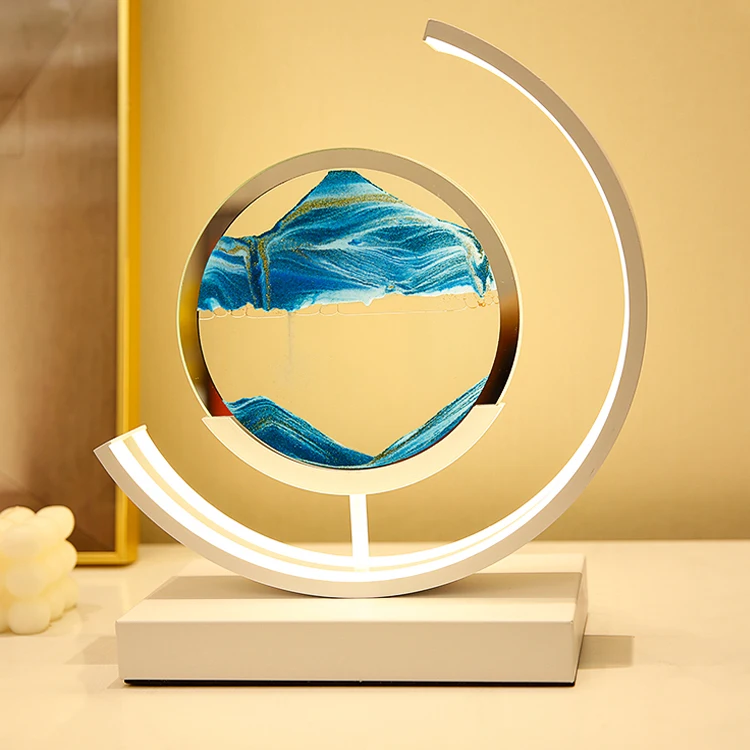 2022 modern battery home decor glass lamp 3d hourglass bedside table lamp